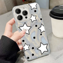 跨境潮牌星星适用iphone16羽纱壳苹果17透明全包防摔保护套IP15硬