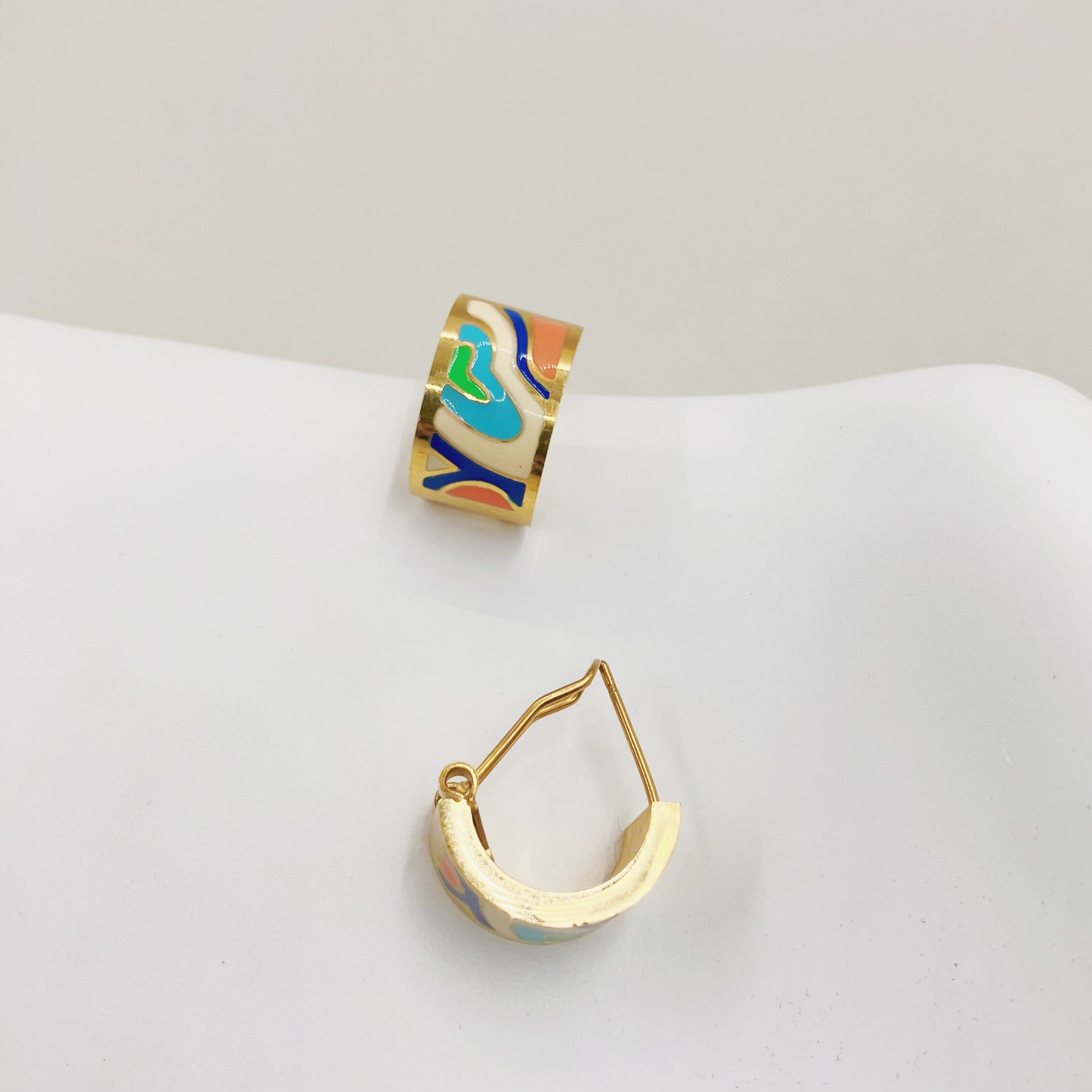 Retro Geometric Stainless Steel Plating Earrings 1 Pair