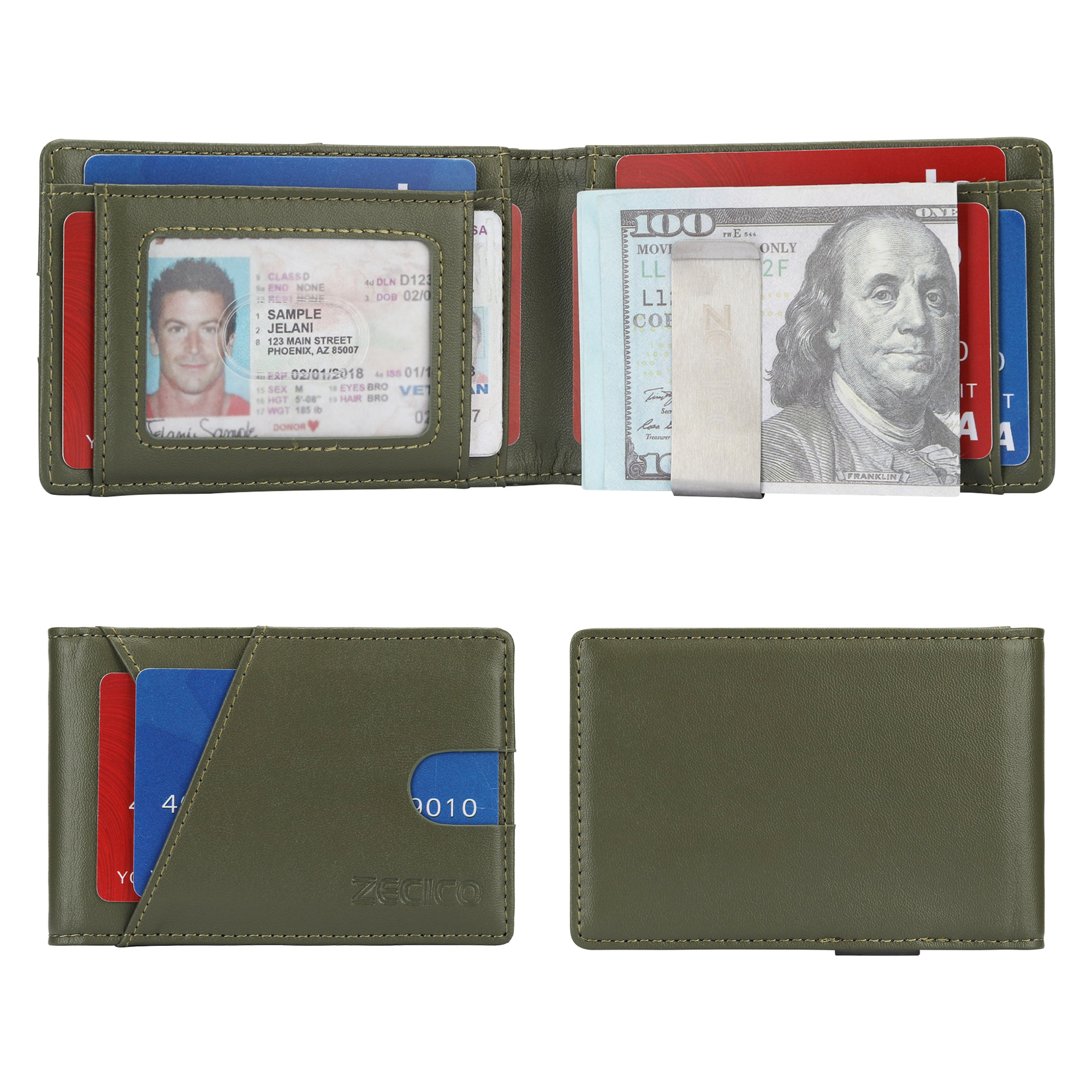 Personalizado comercio exterior color sólido super movimiento antirrobo de dólares multi-tarjeta bolso de cuero ultra delgado bolso de cuero comercial para hombres