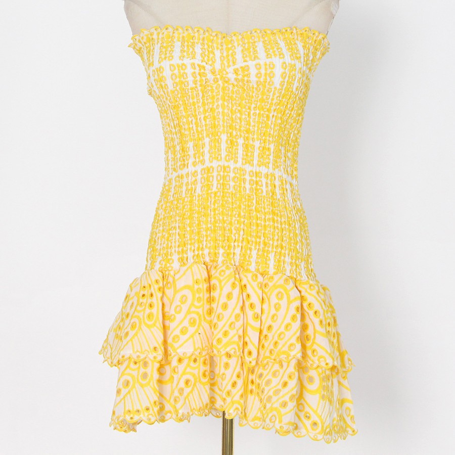 Cross-border European And American Style Women's Dress, 2025 Spring New Model, Ruffled, Elegant, Strapless,_voghion.com