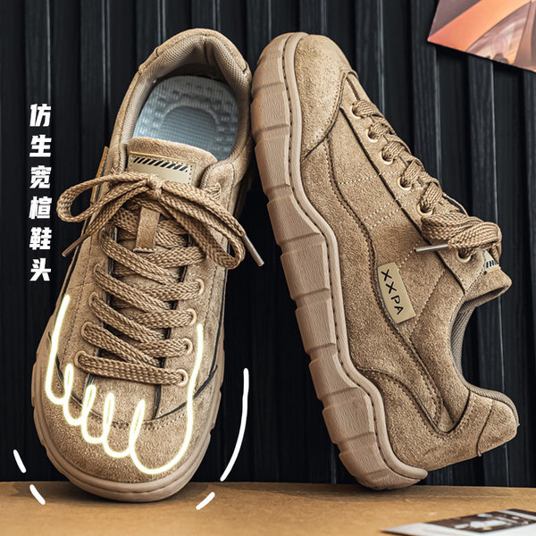 Giày sneaker nam cổ thấp form rộng mũi tròn, đế dày 3 cm, phong cách retro, cỡ lớn — 5018 Kaki, 5018 màu lạc đà, 5018 màu đen