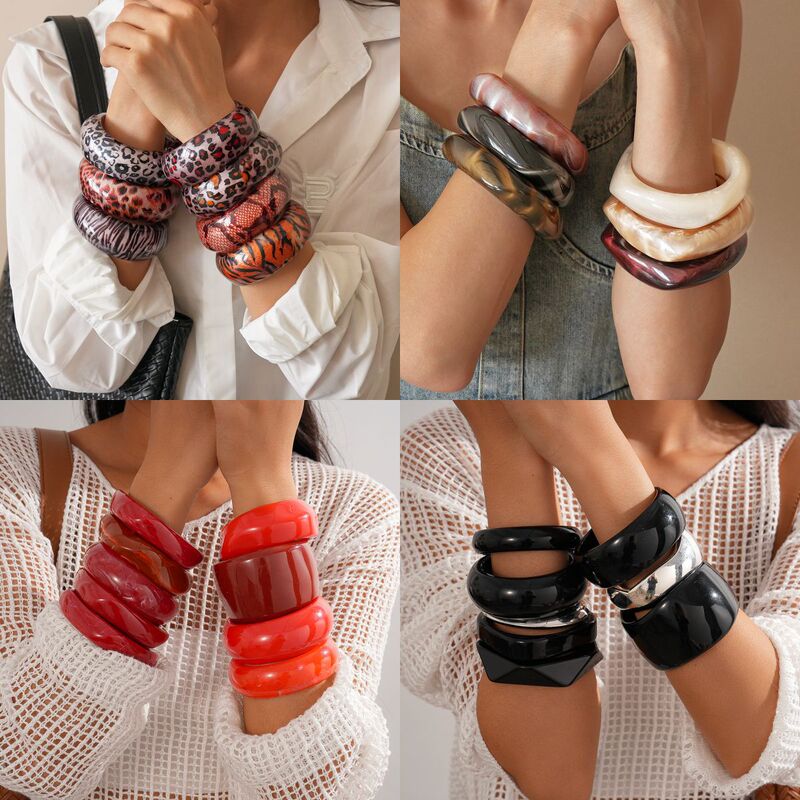 European and American Acrylic Smudged Round Bracelets, Atmospheric Commuting, Simple and Versatile Bracelets, Niche High-End Design Bracelets European and American Acrylic Smudged Round Bracelets, Atmospheric Commuting, Simple and Versatile Bracelets, Niche High-End Design Bracelets