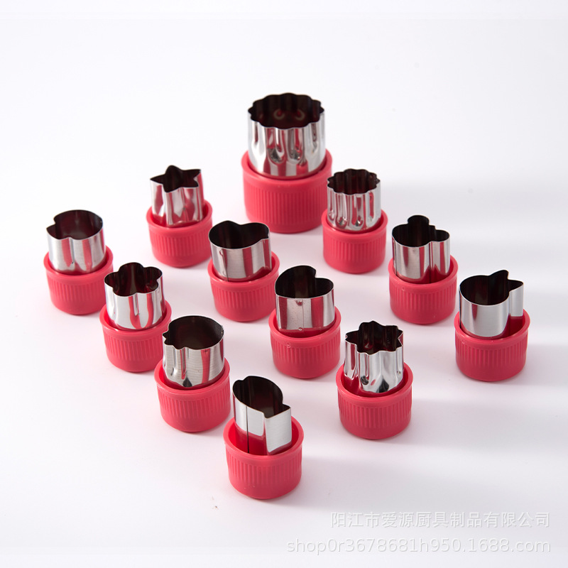 Molde de la galleta molde de impresión de acero inoxidable conjunto de 12 piezas molde de corte de frutas y verduras molde de superficie de mariposa