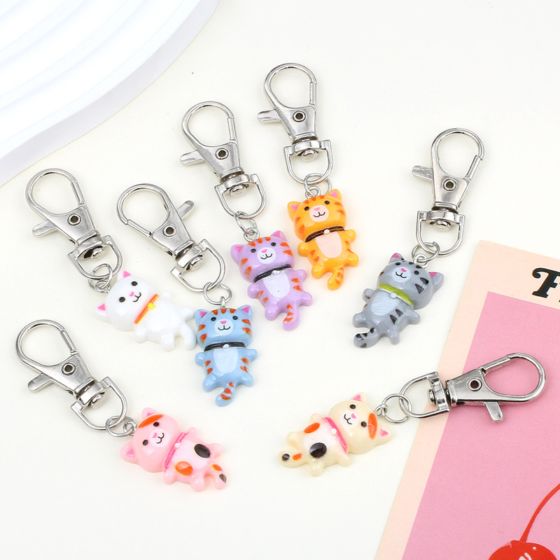 インホット販売かわいい猫キーホルダー漫画動物猫ペンダント DIY 樹脂アクセサリー招き猫ペンダントペンダント|undefined