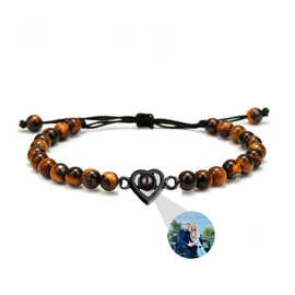 亚马逊热销男士松石虎眼石投影手串编织可调节大小图片定 制手链