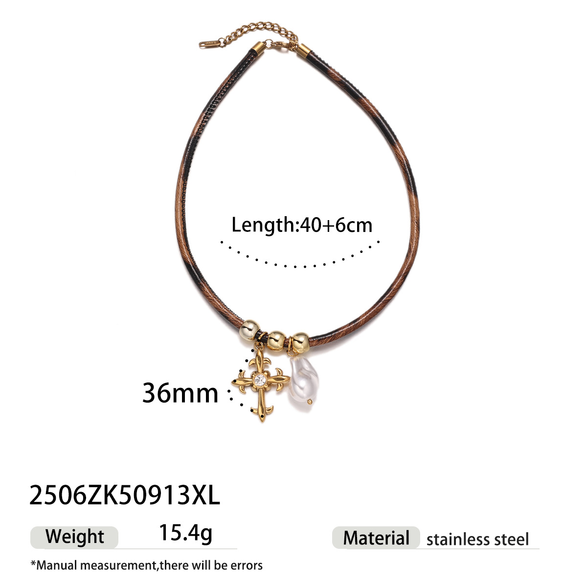 Tena collar de acero inoxidable europeo y americano, lujo ligero, animal de nicho, estampado de leopardo, collar de perlas reales, joyería transfronteriza de acero de titanio femenino