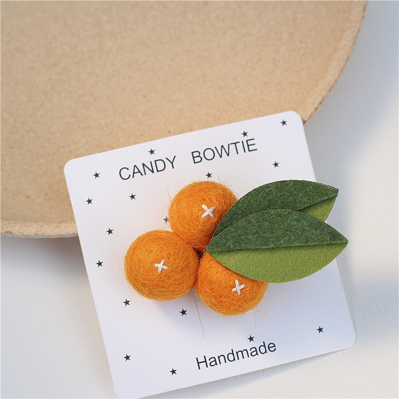 跨境毛毡小橘子儿童发饰红浆果发夹配件胸针材料羊毛毡戳戳乐成品
