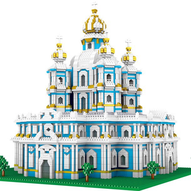 LZ8042 smallney iglesia partículas de diamante en miniatura ensamblando bloques de construcción modelo de autoensamblaje juguetes