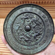 仿古西汉铜镜包浆走兽铜镜梵文工艺品