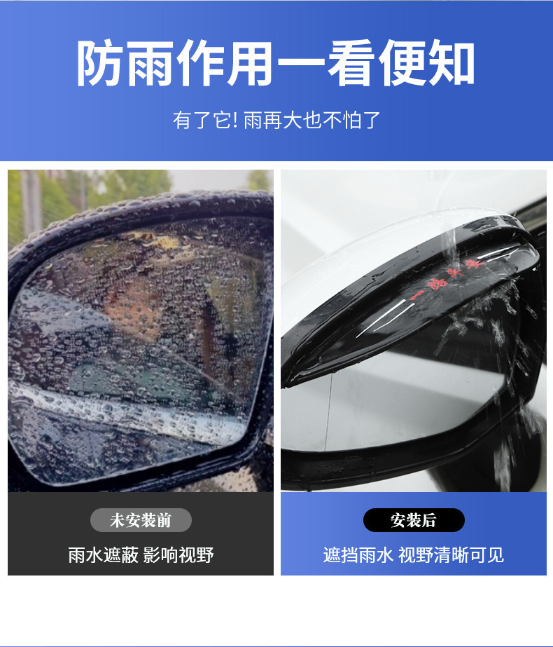 Car Rearview Mirror Rain Eyebrow Reflector Reversing Rainproof Universal Rain Cover Rain Shield Window Decoration Supplies