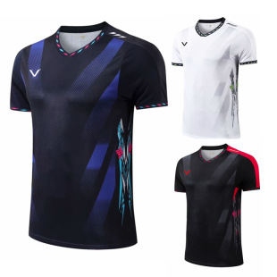 New Badminton Short-Sleeved Quick-Drying Sportswear for Men and Women, Kidsren's Competition Training Sportswear, Student Jersey 2096 Tennis