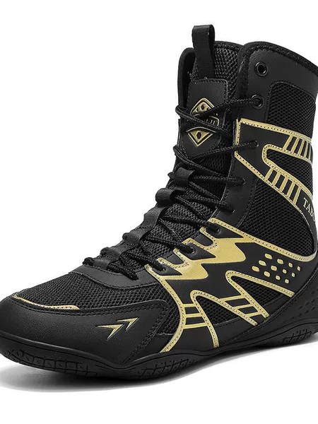 Boxing Shoes for Actual Combat, Comfortable Fighting and Wrestling Shoes, High-Top Boots for Men and Women, Martial Arts Competition Training Shoes, Non-Slip Shoes for Fitness