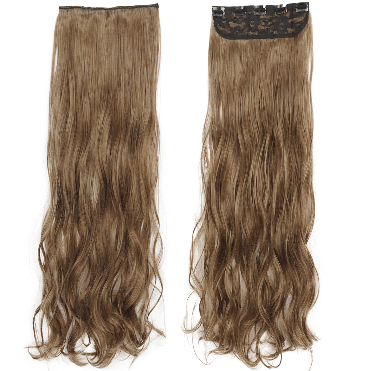 80 cm de extensión de pelo de peluca cinco tarjetas de una pieza de cabello de fibra química de cabello de alta temperatura cabello de cabello largo rizado