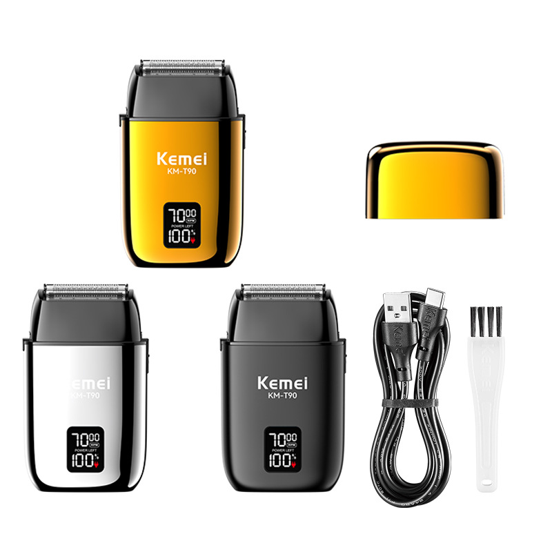 Komei afeitadora recíproca de alta potencia KM-T90 afeitadora para hombres afeitadora eléctrica digital compacta y portátil