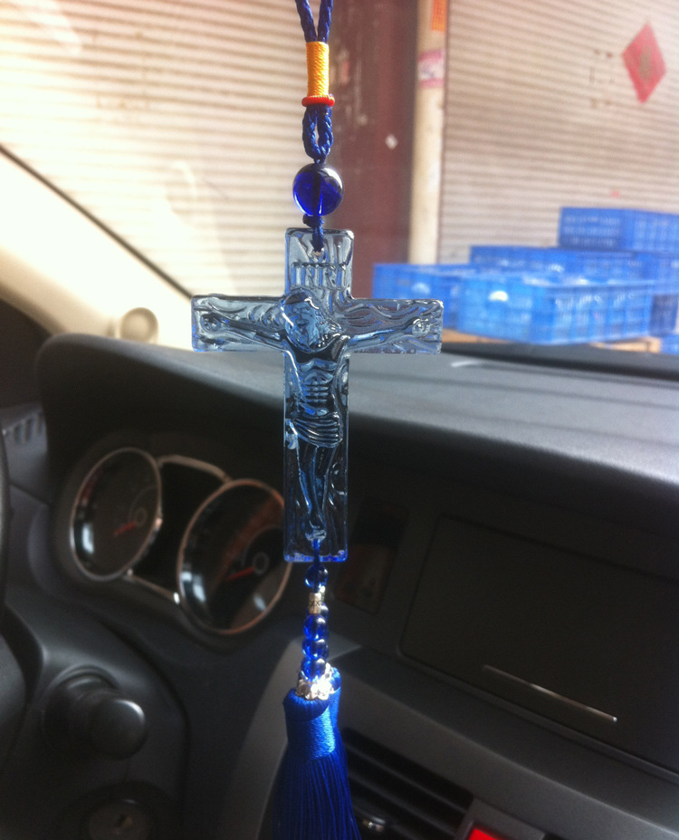 Crystal Glass Cross Car Hangers On-board Pendants Auto Accessories Hangers Wholesale