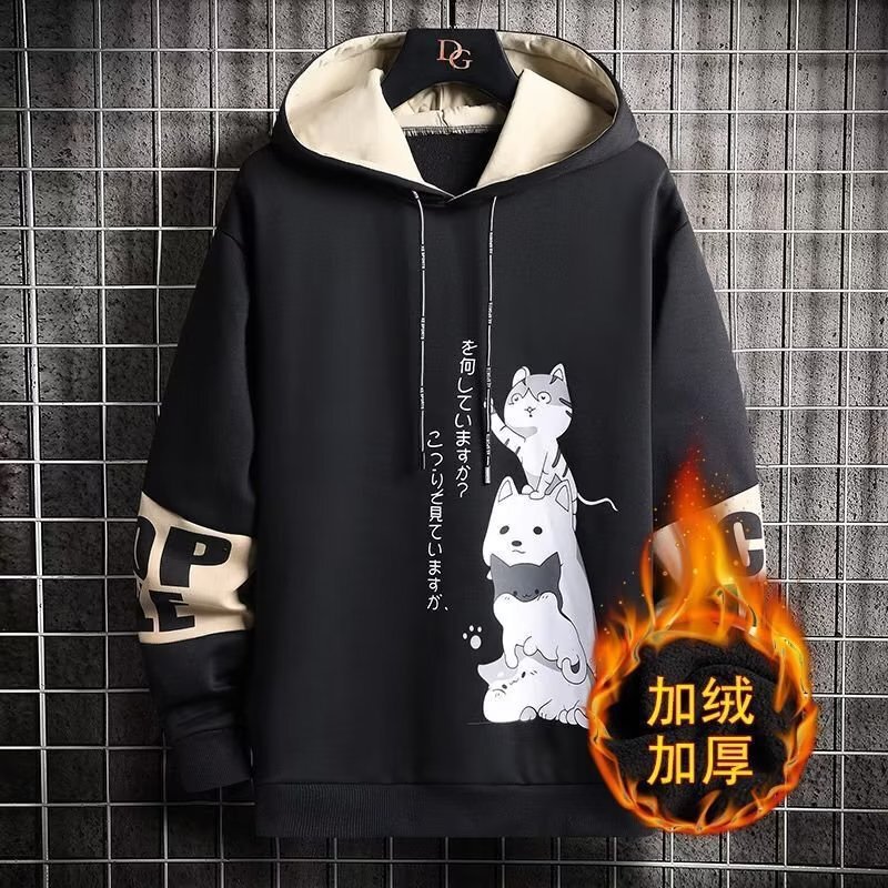 Wei Yi Male Student Cartoon Fashion Handsome Spring and Autumn 2022 New fleece-lined Thickened Casual Top Long Sleeve T-shirt Wei Yi Male Student Cartoon Fashion Handsome Spring and Autumn 2022 New fleece-lined Thickened Casual Top Long Sleeve T-shirt