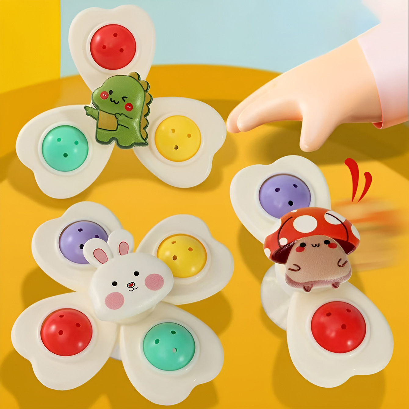 Hot Selling New Baby Cartoon Suction Cup Spinning Toy, Soothing Baby Stroller, High Chair, and Spinning Top Toy
