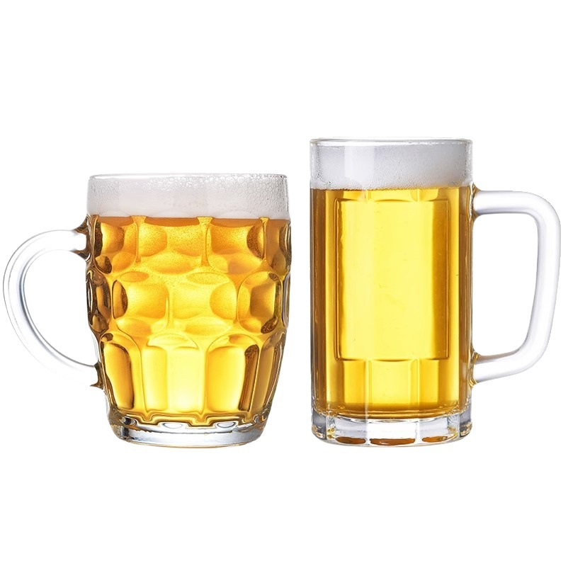Taza de cerveza de vidrio taza de cerveza hogar 500ml Barra de gran capacidad mango de piña taza de agua con mango taza de té engrosada