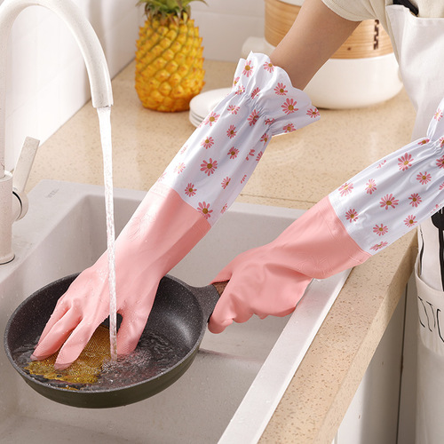 Dishwashing gloves thickened women's waterproof rubber latex kitchen durable cleaning housework protection washing clothes and dishes plastic