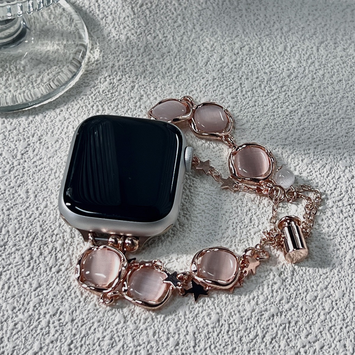 Suitable for Applewatch Apple Watch Strap Iwatchs9 Generation Universal Se Cat's Eye Niche Female Metal Bracelet