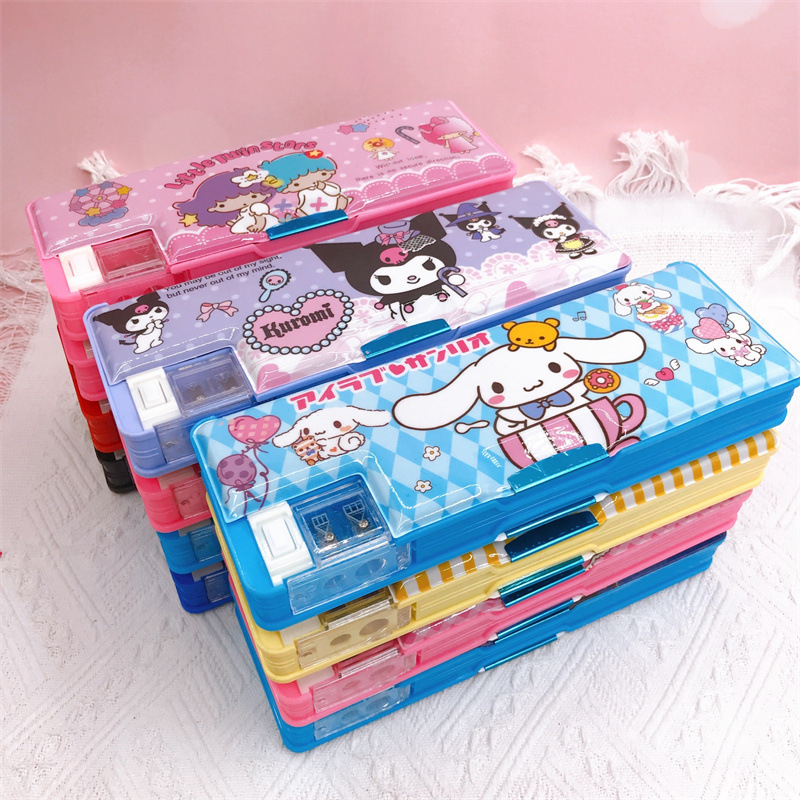 캐릭터 양면 필통 초등학생 어린이용 다기능 플라스틱 문구함 23cm
