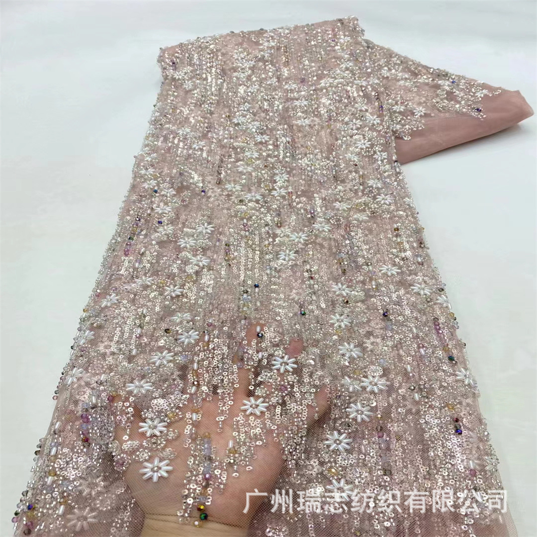 África Oriente Medio vestido de boda agujas de flor sequilla cuentas tela de encaje bridal