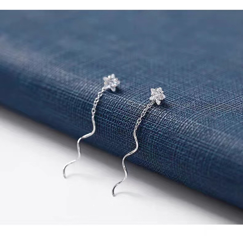 Casual, Retro, Simple Style Style 1 Pair 925 Sterling Silver Pentagram Star Earrings Ear Line Ear Studs
