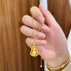 新中式沙金旋转金葫芦吊坠转运福禄福满传家镂空项链挂坠饰品直供