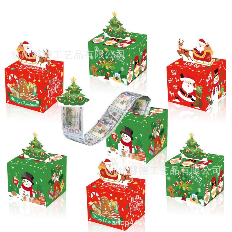 KZ141 Foreign Trade Christmas Old Man Tree Gift Pack Party DIY Dollar Banknote Money Bag Extraction Surprise Box