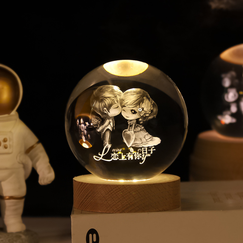 Lámpara Nocturna de Bola de Cristal 3D de Cristal Blanco, Grabado 3D e Iluminación LED, para Decoración y Regalo de Cumpleaños image 25