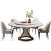 Rock board dining table modern minimalist Italian -style home bright light rock panel table and chair combination set hotel with a turntable round table