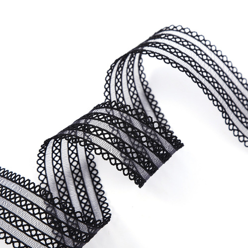 Factory wholesale black lace elastic floral edge decorative accessories for dresses and socks with lace openings