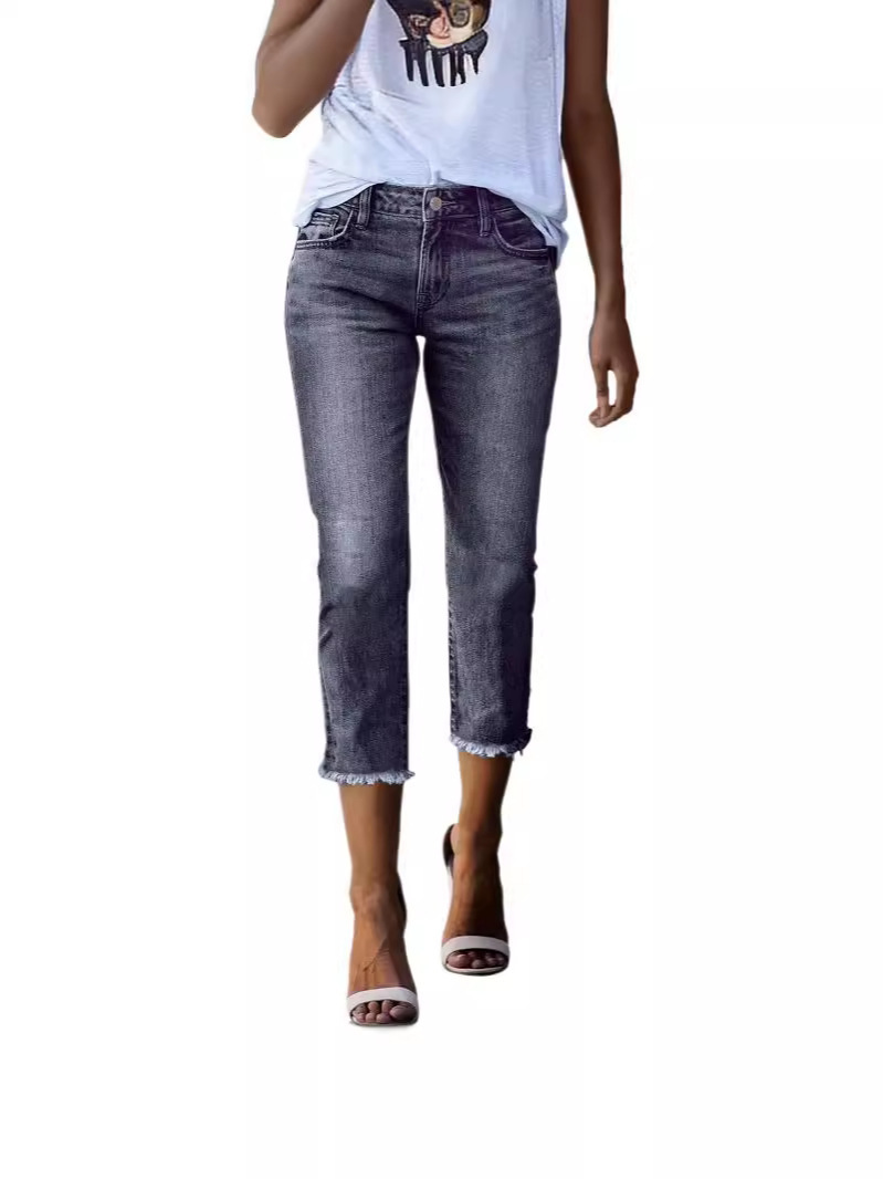 Jeans Ajustados para Mujer de Mezclilla de Algodón, Alta Elasticidad, Cintura Alta, para Uso Diario image 10