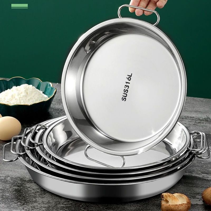 ステンレス鋼 316L Liangpi gong 鍵盤極厚平底丸型蒸し魚家庭用ケーキプレート蒸しプレート腸パウダー蒸し野菜プレート|undefined