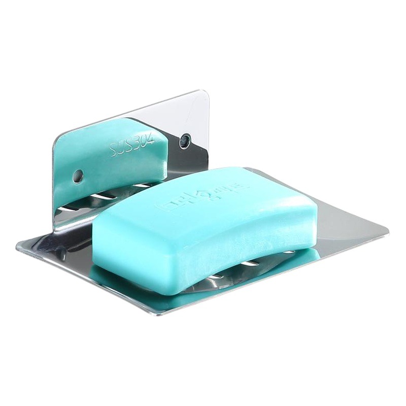 Caja de jabón de drenaje plato de jabón 304 de acero inoxidable montado en la pared titular de jabón libre de ponche creativo desinfectante de manos titular