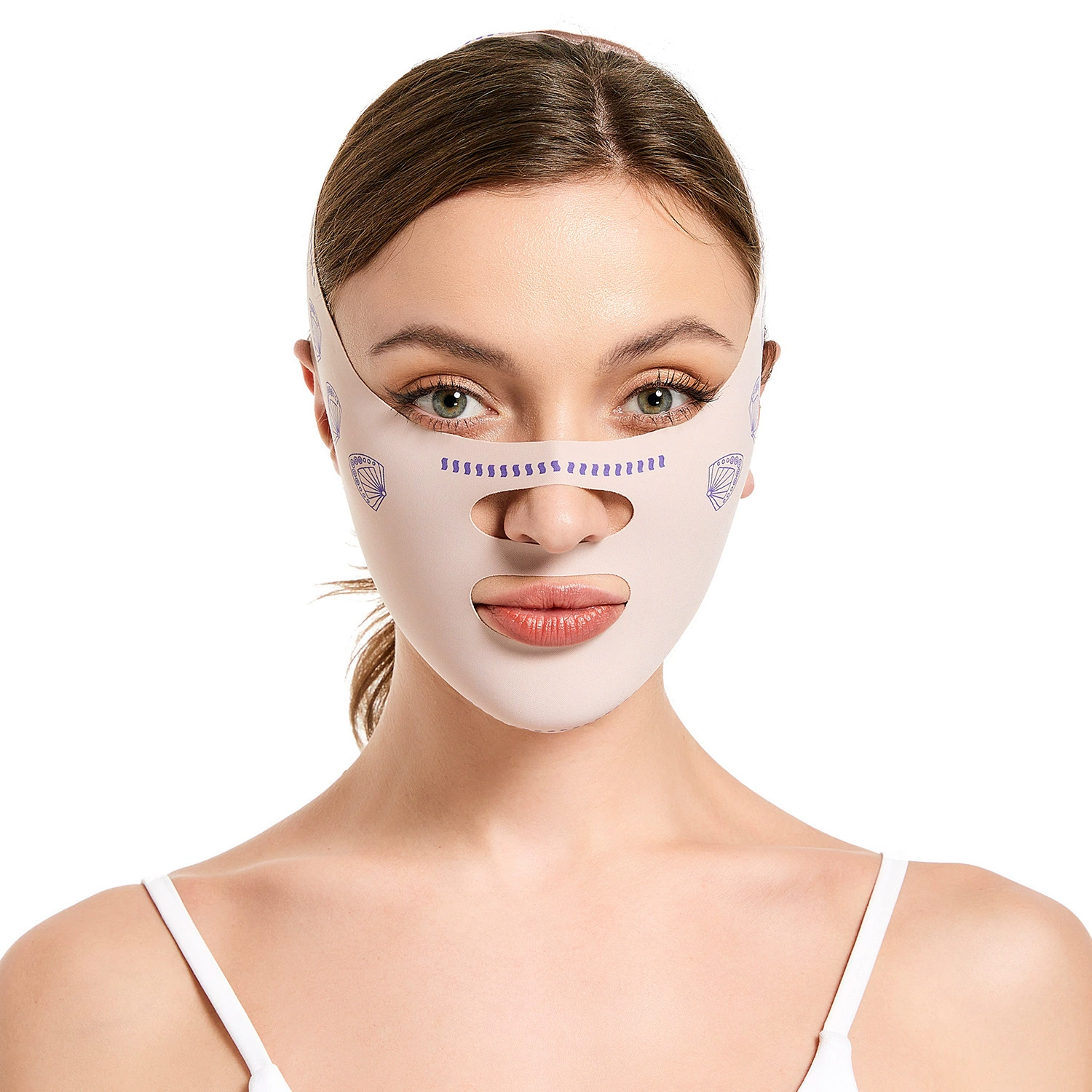 Elastic elastic bandage, pulls up mask for face, removes double chin
