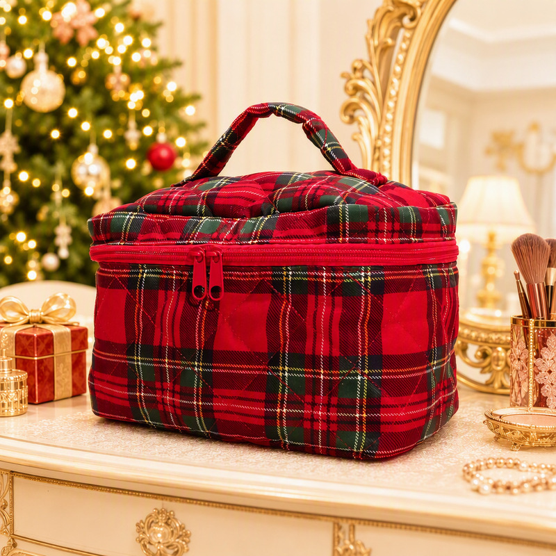 Quilted makeup bag with large capacity, portable handbag for cosmetics, travel storage bag, cross-border Christmas gift Quilted makeup bag with large capacity, portable handbag for cosmetics, travel storage bag, cross-border Christmas gift