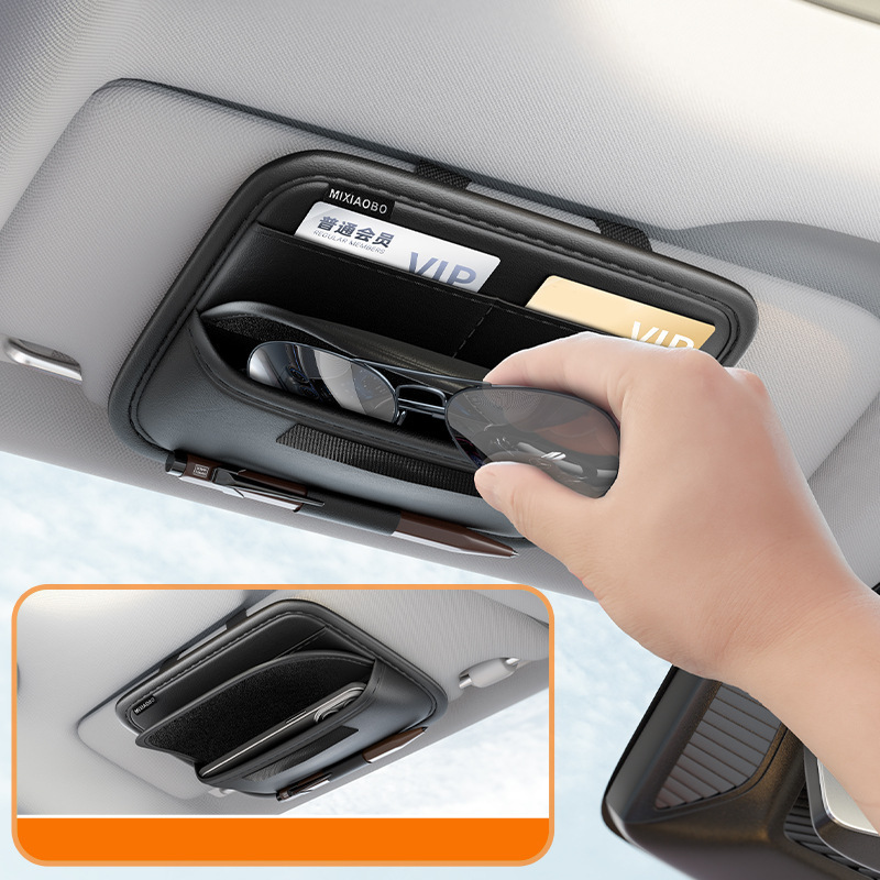 Car sun visor storage multifunctional car glasses case frame car driver's license bag bill card holder storage bag