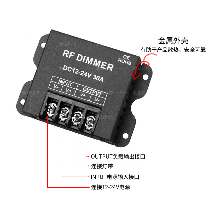 LED 単色ライトストリップ調光器 3 キー RF ハイパワーワイヤレスリモコン調光器調光スイッチ 12v 30a|undefined