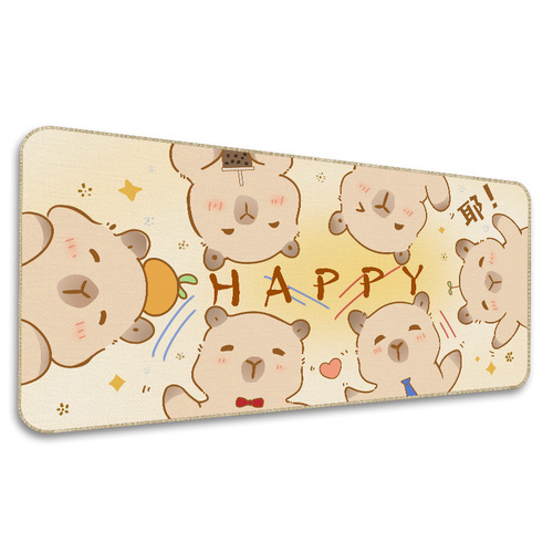 Mouse pad extra large Kapibara keyboard mat, thickened, edge-locked, large office desk pad