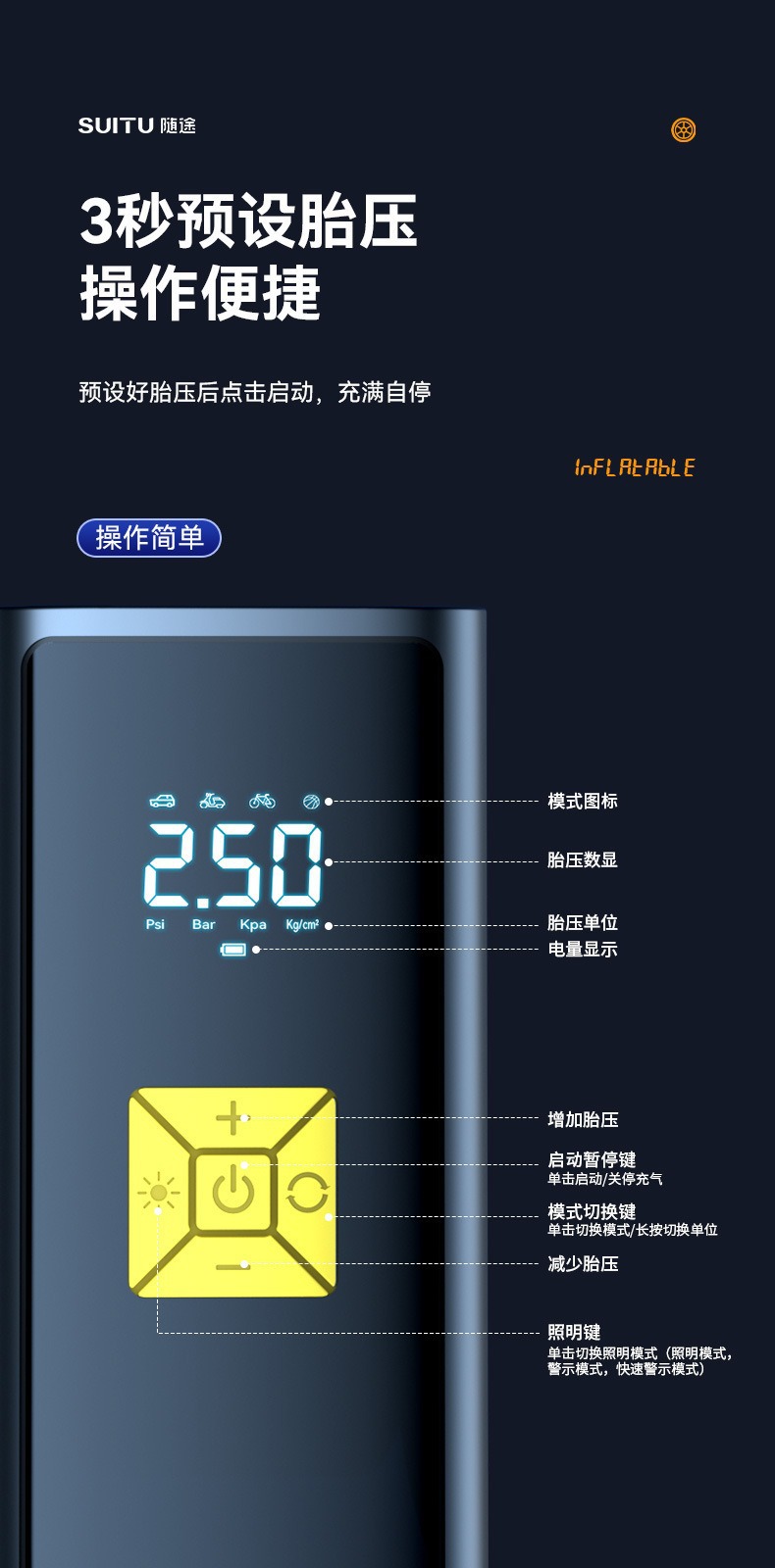 Car Wireless Air Pump Portable Multi-Function Car Air Pump Electric High-Pressure Air Pump Air Pump