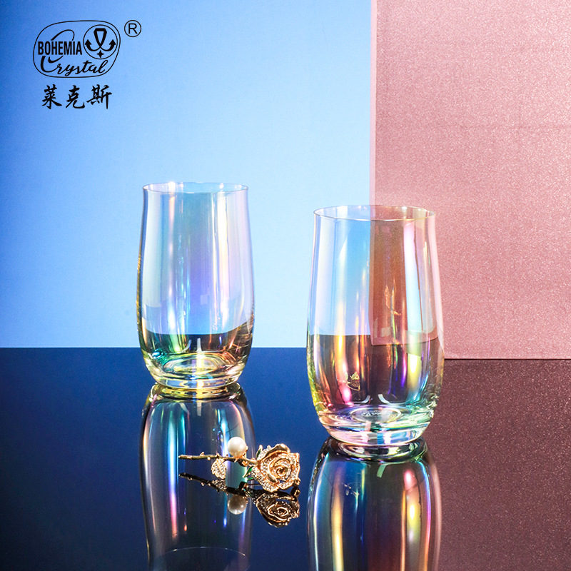 Regalos de cumpleaños importados arco iris tazas de agua de cristal de alto valor facial tazas de agua caseras lindas tazas de chicas caja de regalo