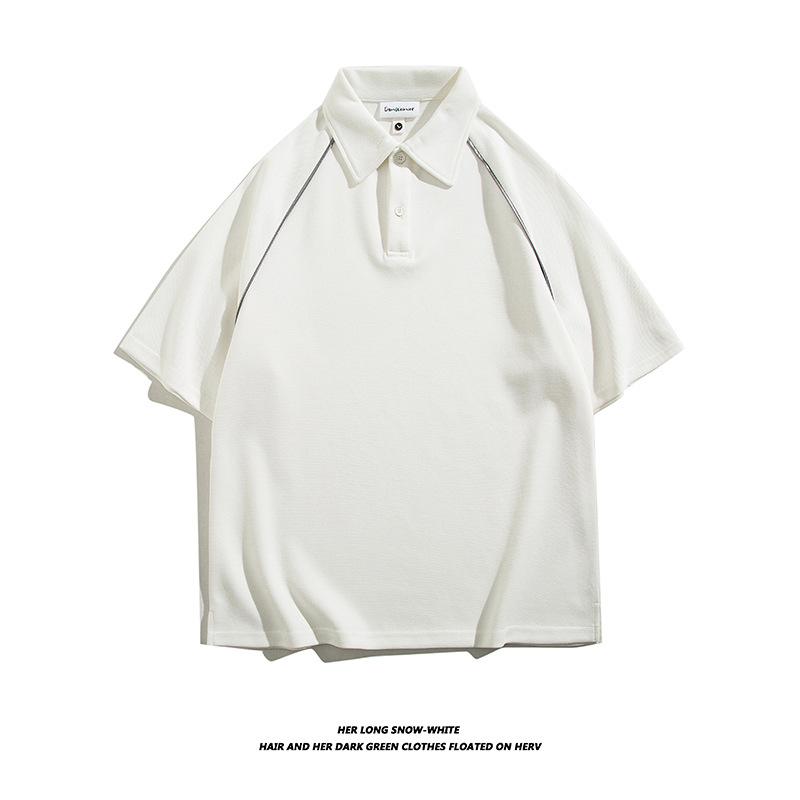 Marca de marea Zhu Di aire reflector polo pesado hombro camiseta de revestimiento de alta gama ropa corporativa personalizada