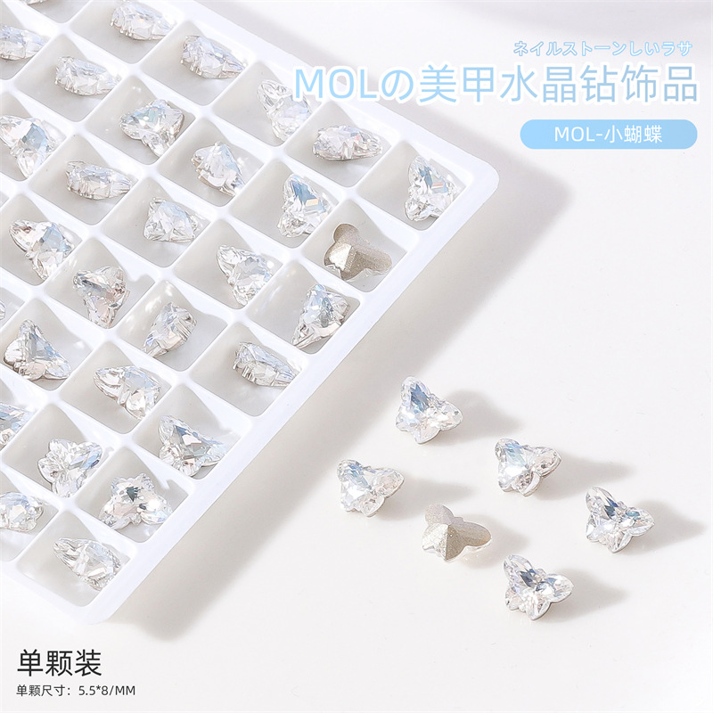 Internet celebridad nueva manicura K9 diamante MOL luz de la luna color mágico de forma especial en punta de diamante mariposa gota de agua corazón torcido clavo de cristal diamante