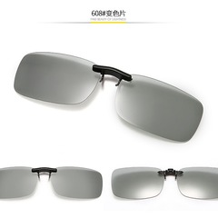 New-style plastic mini clip-on sunglasses with color-changing polarized lenses—day-and-night dual-use myopia glasses holder, featuring metal night-vision clip-on frames.