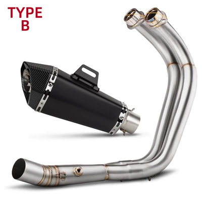Suitable for Motorcycle Exhaust Motorcycle exhaust pipe - mt07-front-section-black-imitation-carbon-head