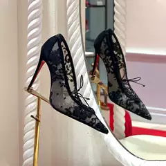 CL26 Spring New Arrival Designer Cutout Pointed Toe High Heels Women's Outdoor Lace-Up Mesh Sexy Stiletto Pumps