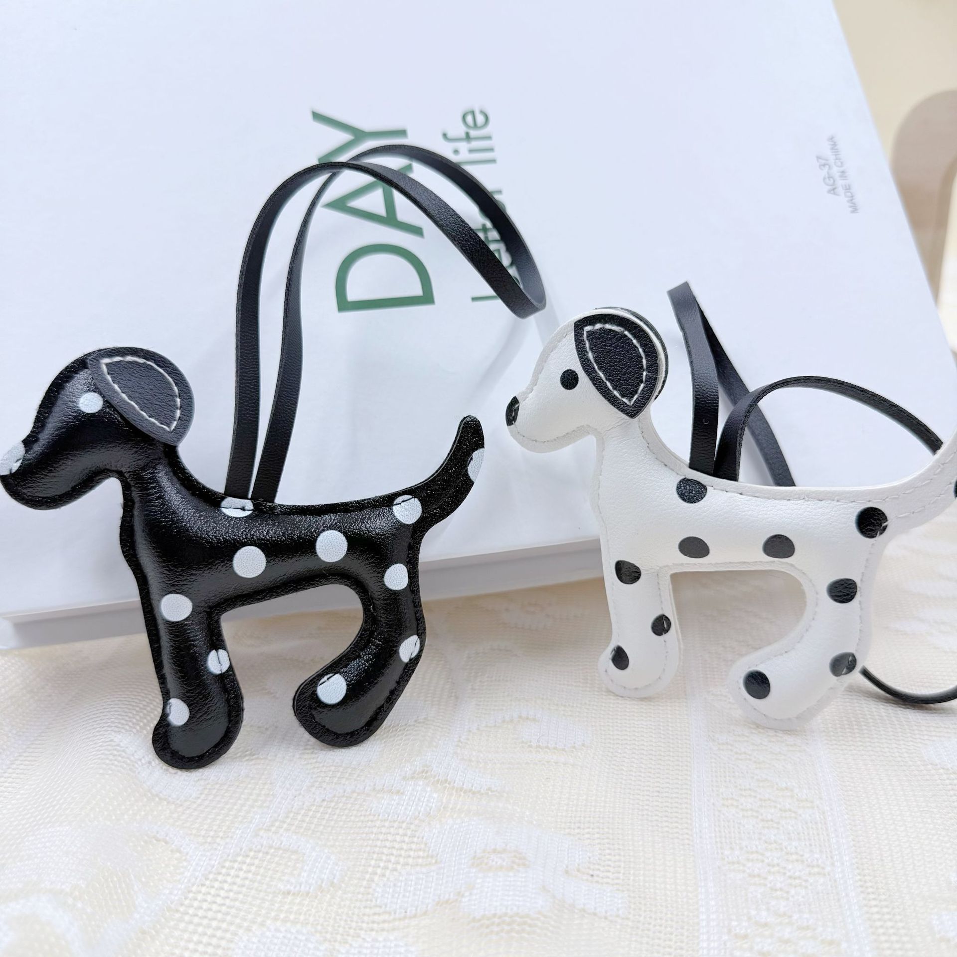 Korean Dalmatian Pendant Pu Handmade Cute Cartoon Leather Small Pendant Puppy Bag Pendant Small Gift
