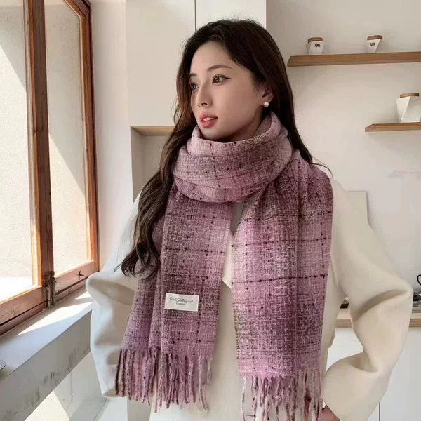 2024 Winter Women's Gradient Chanel-Style Elegant Warm Thick Scarf Shawl Wholesale Color Matching