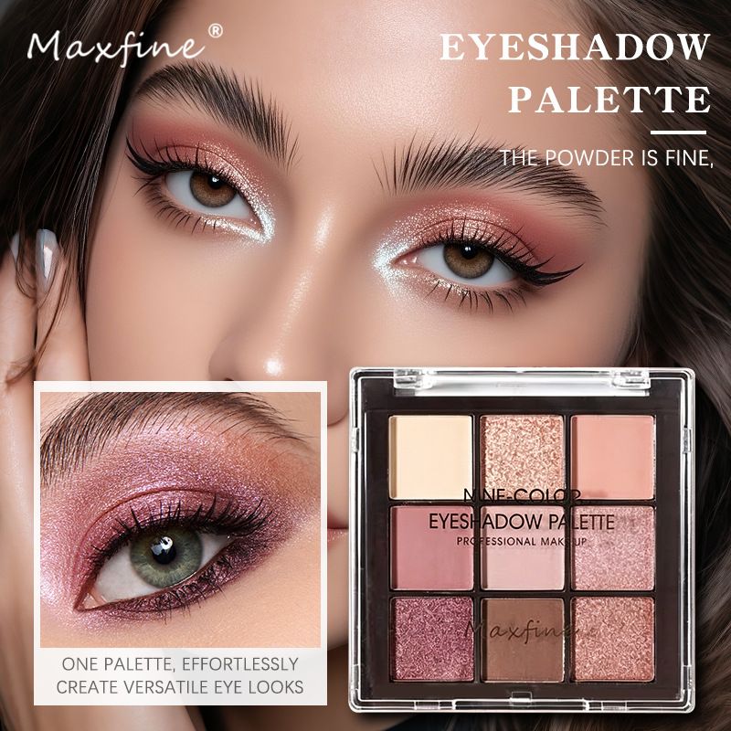 [Special Promotion] Maxfine Cross-Border Exclusive Supply of Nine-Color Eyeshadow Palette Matte Orange-Brown Earth Tones Pearlescent Eyeshadow
